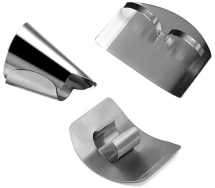 YUVKIN Set di 6 Protezioni per Dita in Acciaio Inox per Cucina - Sicuro Proteggi Dita per Taglio con Coltello Regolabile, Strumento da Cucina