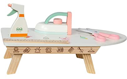 Guohetuk Juego de Planchado de Juguete para Desarrollar La Motricidad Fina. Juguete de Madera Artesanal con Plancha, Tabla de Planchar Y Accesorios para Niños