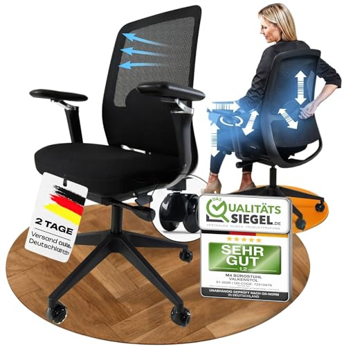 VALKENSTOL M4 Bürostuhl Ergonomisch Testsieger mit 5D Armlehnen für maximale Bewegungsfreiheit, Bequeme und Rückenfreundliche Bürostühle, Schreibtischstuhl ergonomisch als Home Office Chair