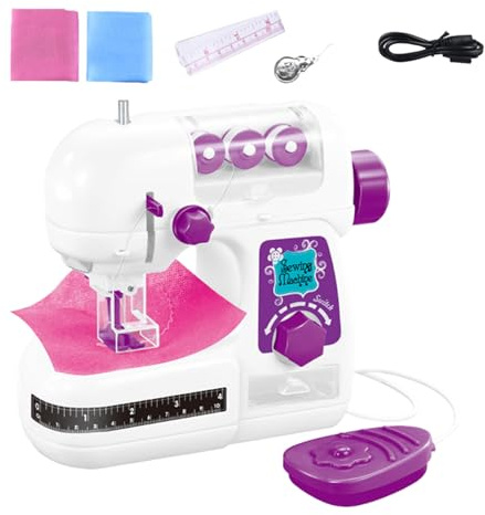 Máquina De Coser Portátil - Máquina De Coser De Para Niños, Juego De Manualidades Alimentado Por Batería, Adecuado Para Principiantes, Juego De Ficción | Manualidades Para Niños, Ejercicios D