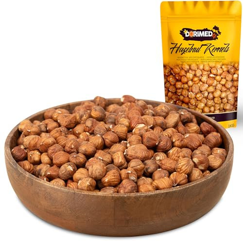 Avellanas Enteras Sin Cáscara | 1 Kg de Avellanas de origen 100% natural | Crudas y Sin Sal | Libres de transgénicos | Sin Gluten | IDEAL para recetas | Apto para Veganos y Vegetarianos | Dorimed