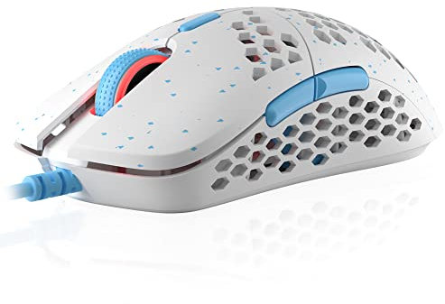 HK Gaming Mira M Souris de jeu RVB ultra légère | Coque en nid d'abeille | 63 g | Max 12 000 ppp | Filaire USB | 6 boutons programmables | Mémoire intégrée | Grips antidérapants | Mira-M Massalia