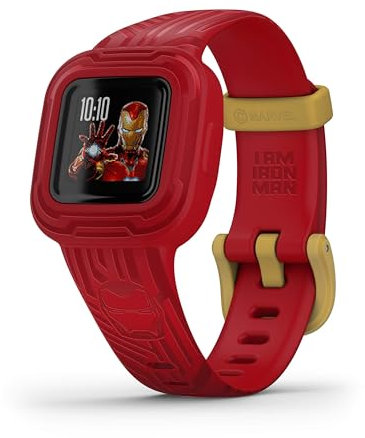 Garmin vivofit Jr.3 Fitness Tracker for Kids, Includes Interactive App Experience, Swim-Friendly, Up To 1-year Battery Life, Adjustable watch band, Marvel Iron Man (Renewed)