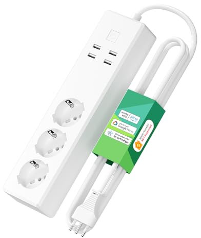 Meross Ciabatta Italiana Smart Alexa Multipresa WiFi Intelligente con 3 Prese AC 4 Porte USB, Protezione da Sovraccarico Compatibile con Meross App, Smartthings e Google Assistant