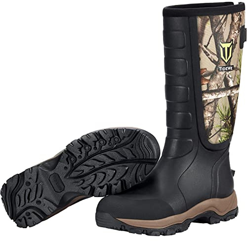TIDEWE Hunting Boots Snake Proof for Men, Waterproof Insulated Warm Rubber With Steel Shank, 5mm Neoprene Lightweight Outdoor, Sturdy Work for Farming Gardening