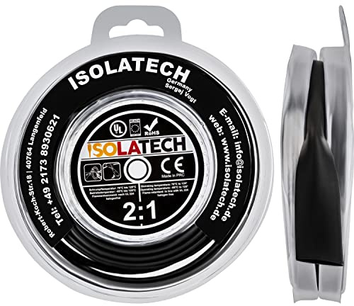ISOLATECH Krympslang Svart Ø10mm 3m 2:1 På rulle | Omarkerad, Polyolefin, Blisterrulle, För isolering av kablar