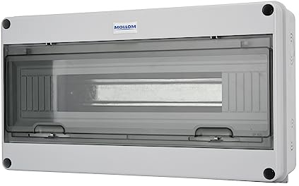 MOLLOM 18 Modules Leistungsschalter MCB-Verteilerschutzkasten mit DIN-Schiene, IP65 wasserdicht, für Innen- und Außenbereich