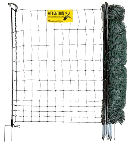 horizont strongLine Hundezaun Camping 50m lang 120cm hoch- elektrifizierbar, 15 Fiberglaspfähle mit Doppelspitze, grün, Flexibler Begrenzungszaun für Hunde, Mobiler Zaun für Garten, Camping