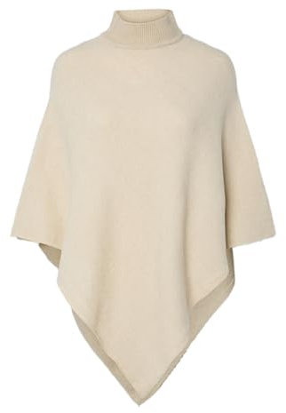 PIECES Pcfortuna High Neck Poncho Noos Bc, White Pepper,Einheitsgröße