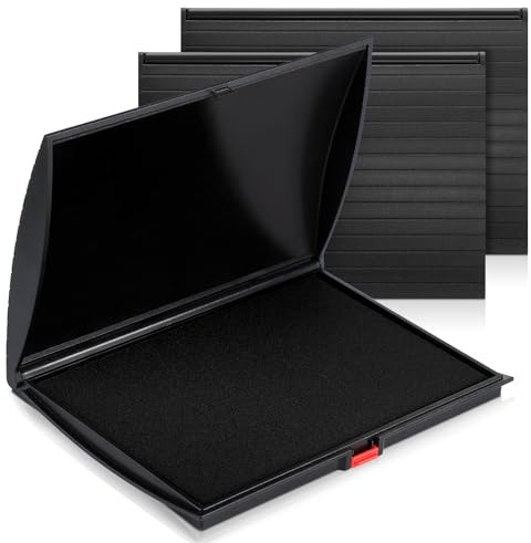 Mooliwe 3 Pcs 5 x 7 Inch Large Black Ink Pad Stamp Classic Felt Rubber Ink Pad for Office, Home