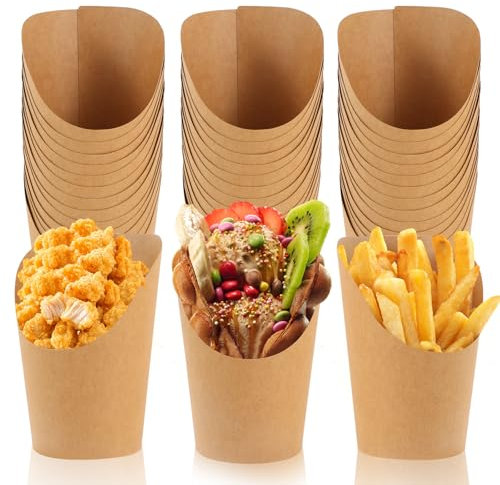 40 bolsas para patatas fritas, papel de estraza de 16 onzas, bolsas de papel kraft para envolver, vasos para patatas fritas, caramelos, aperitivos, vasos de cartón, para todo tipo de fiestas