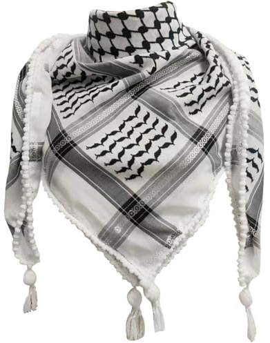 Hperu Palestina Keffiyeh Palestina Halsduk 122 x 122 cm Autentisk Palestinsk Halsduk Unisex Arabisk Huvudduk Med Töfs, 48 x 48