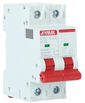 JOYELEC 16A Solar Photovoltaik Systeme Miniatur-Leistungsschutzschalter，2 Polig，DC500V für Solar Panels Pv Anlage Sicherungsautomat Trennschalter