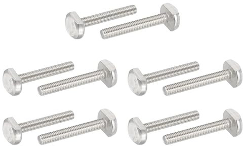PATIKIL Pernos De Ranura En T M6 X 40 Mm, 10 Pcs Acero Inoxidable 304 Pernos De Inserción En T Tornillos Deslizantes Roscado Métrico Cabeza De Martillo Para Pista En T, Plateado