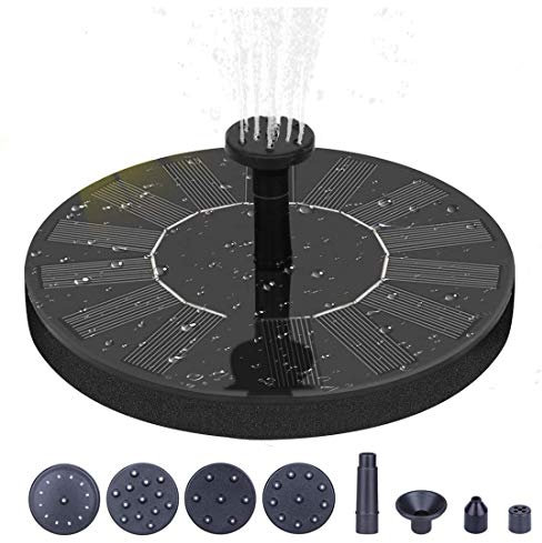 Fontaine Solaire Exterieure de Jardin 1.5W, Pompe Solaire d'étang à 6 Buses, Fontaine Solaire pour Jardins, Bains d'oiseaux, Etangs