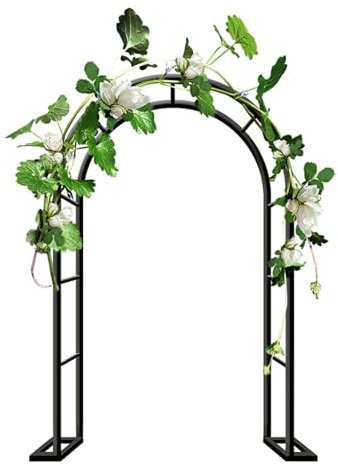 Arche de Jardin en Acier 80cm à 350cm de Large,Arche à rosiers métal,Arche de Mariage extérieur,pergola de Jardin Arceau rosiers Support Plantes Grimpantes(Noir,L80xW40xH200cm)