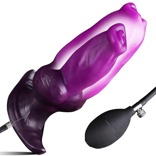 Inflatable Butt Plug Sex Toys, Large Monster Alien Dildo with Knot, Huge Silicone Fantasy Anal Plug, Giant Anal Stretcher, Expanding Anal Dilator, Wearable Thick Anal Trainer