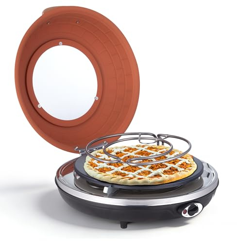 Saenchue Electric Pizza Oven - 12-Inch Indoor Pizza Ovens Countertop - 1200W Pizza Maker Heats up to 800˚F by Ceramic Stone, Temperature Control, Viewing Window, PM-05