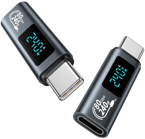GIANAC USB C till USB C-adapter [2 stycken] 80 Gbps 240 W med LED-display | Typ C utgångseffekt max 48 V/5 A för iPhone17 16 15 Pro MAX, Samsung Galaxy S26 25 24 och fler USB-C-enheter