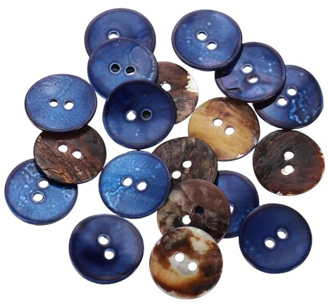 QUARKZMAN Boutons Naturels En Nacre 18mm Bleu Fonce 20Pcs | 2 Trous, Boutons De Veste, Disques De Coquillage, Pour Couture De Chemise, Diy, Artisanat, Decoration