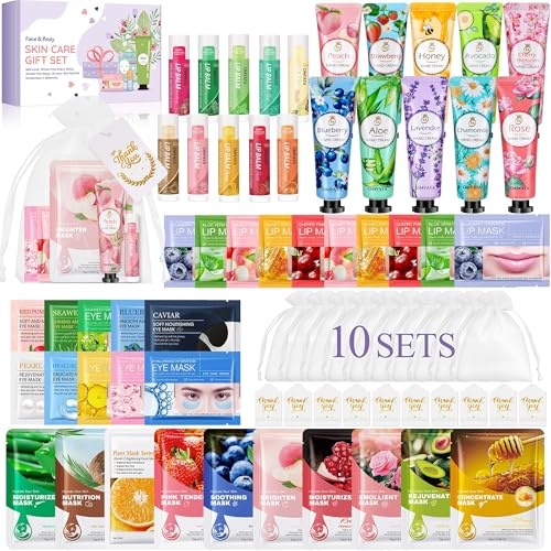 70PCS Gifts for Women - Skincare Gift Set Party Supplies for Girls | Multipack Face Masks, Hand Cream, Lip Balm, Under Eye Patches, Lip Mask, Spa Party Favors for Wedding Birthday Christmas