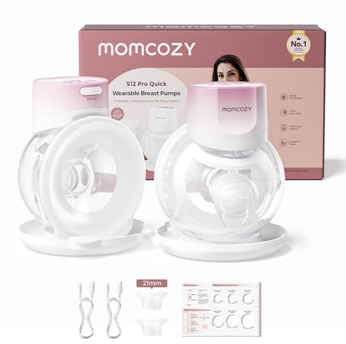Momcozy Bröstpump S12 Pro Quick, Trådlös Handsfree Elektrisk Bröstpump, DoubleFit™ Hybrid Fläns, 3 Lägen & 9 Nivåer, Bärbar Pump med Smart Skärm, 2 Styck, Rosa | Trådlös nomadisk mjölkdäck med DoubleFit™ hybridsugdel, 3 lägen, 9 nivåer, smart skärm och 210 ml kapacitet