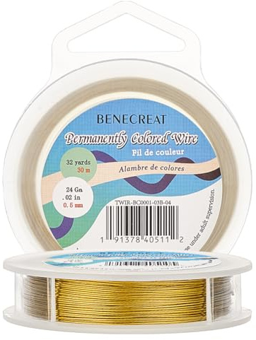 BENECREAT 30m 0.5mm Alambre de Acero Inoxidable (Oro) Cable Metálico Trenzado por 7 Hilos Accesorios de Manualidad para Diseño de Bisutería