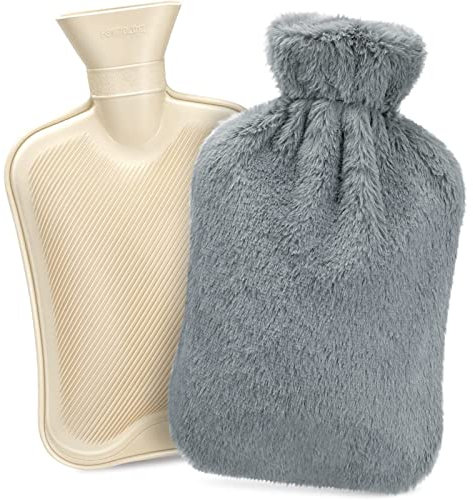 Wärmflasche Mit Bezug, Dawdix 2L Warmflasche Bettflasche Wärmeflaschen Wärmebeutel Warmeflasche hot water bottle mit weichem Fleeceüberzug Bettflasche Geschenk für Frauen Mutter Vater