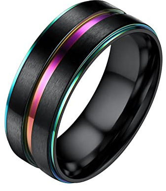 PROSTEEL Anillo Inoxidable Banda para Mujer Hombre Anillo Spinner Giratorio Hip Hop Rock para Mujer, Negro