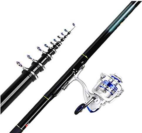 Caña de pescar Caña de pescar y recambios de carretes set Poste de pesca telescópica con carrete de pesca de metal for adultos Juego de cañas de pesca de agua dulce de agua dulce Accesorios de Pesca