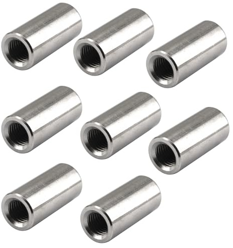 (8 Stück)M14 20x30mm Gewindeeinsätze Muttern 304 Edelstahl Runde Verbindungsmuttern Gewindemuffen