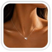LOLIAS Halsband med hjärta och bokstav, namnkedja av rostfritt stål, silverfärgad, med litet hjärta, bokstavshänge, personlig initialkedja för kvinnor och flickor, present för bästa vän, smycke