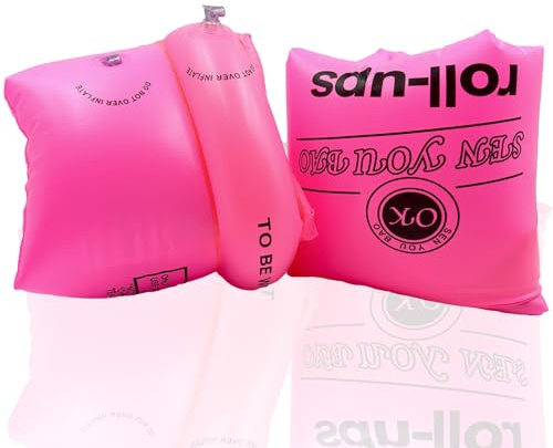 SHINTAYL Uppblåsbara simarmband – armband 2 – 3 år, dubbla airbags simma flytande band flytande upprullningsarmband för barn småbarn vuxna barn perfekt sommarnödvändighet i poolen (rosa)