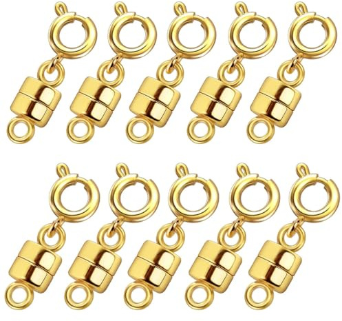 KSJEHW 10 Pièces Fermoir Magnétique pour Bijoux Fermoir Collier Ronde Magnétique Fermoir Aimanté Bracelet or Connecteur de Fermoirs Magnétiques pour Fabrication de Bijoux