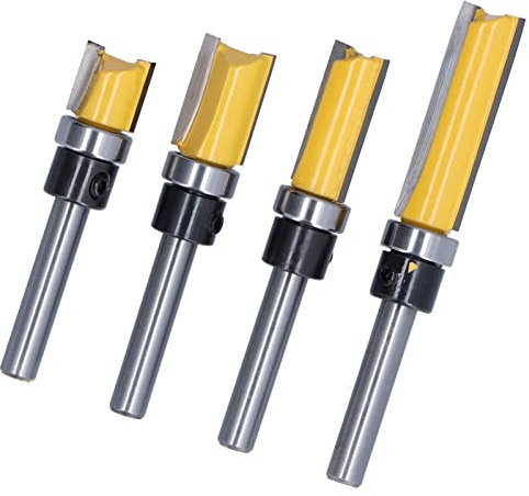 4 Pièces Fraise Affleurante à Tige, Coupe-tenon à Garniture Affleurante de 1/4 Pouces, Coupe-rainure Jeu de Mèches de Routeur à Bois 1/2 Pouces Fraise à Bois, Ensemble de