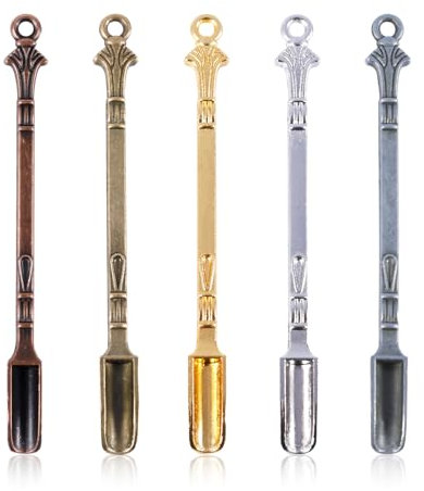 XIHIRCD 5 Uds Mini Cuchara de Pala, Multicolor Mini Cuchara Metal Cuchara Medicinal Mini Cuchara Colgante Bricolaje Cuchara de Pala Pequeña para Medir Hierbas Sal Especias Café Azúcar