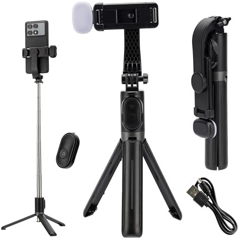 CABO UNIVERSE - Treppiede Smartphone Regolabile 15-100 cm - Cavalletto per Telefono con Borsa Trasporto - Treppiede per iPhone, Android, Fotocamere - Stabile e Leggero per Foto e Video