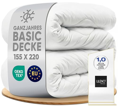 LILENO HOME Premium Bettdecke 155x220 Ganzjahresdecke (1er Set) | 95°C waschbar, Sanitized & Oeko-Tex Decke 155x220 | Allergikerfreundlich, Geräuscharm & Wolkenweich | Mikrofaser Blanket Made in EU