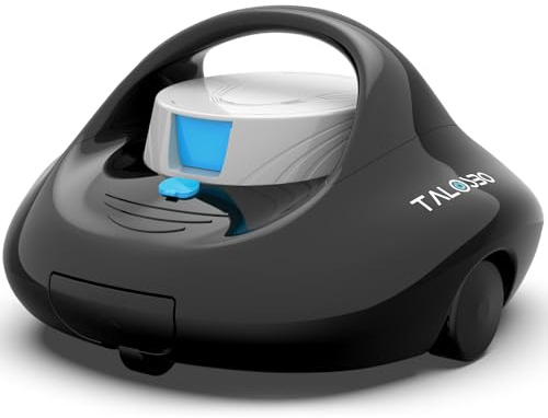 TALOSBO Pleco Se Robot Piscine sans Fil, 130 Min de Nettoyage Puissant, Charge Rapide en 2,5h, Moteurs à Double Entraînement, Idéal pour Robot Piscine Hors Sol Piscines à Fond Plat Jusqu'à 80 m².