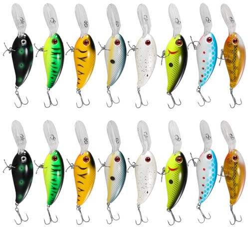 YONGZHI Fishing Lures Shallow Deep Diving Swimbait Crankbait Fishing Wobble Multi Jointed Hard Baits for Bass Trout Freshwater and Saltwater 16 PCS