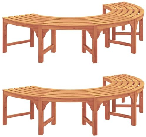 Makastle Banc d'arbre en Bois d'Eucalyptus Massif Naturel 208 x 104 x 45 cm, Hauteur d'Assise 45 cm, Lot de 2