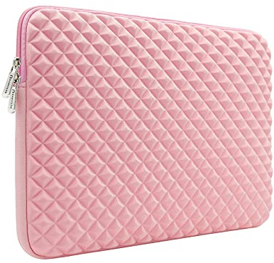 RAINYEAR 11-13 Inch Laptop Sleeve Compatible with 13 Macbook Air M5 M4 M3 M2 M1 Macbook Neo 13.3 & 14 Macbook Pro, 11 Chromebook Notebook Diamond Foam Shock Resistant Padded Case(Pink)