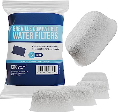 6 Pack Replacement Water Filters for Breville BWF100 – Charcoal Activated by Essential Values