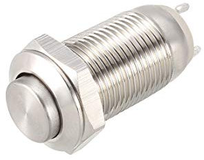 sourcing map Momentané Métal Bouton Poussoir Interrupteur 10mm Montage Diamètre 1NO 250V 5A