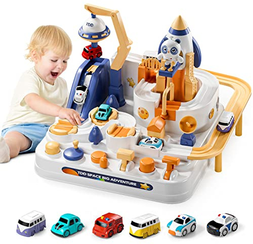 Pista Macchinine Giochi Bambini 3 Anni,Giocattoli per Pista da Corsa con 6 Autos,Gioco di Avventura,Regalo Giocattoli Educativo per Bambini Ragazzi Ragazze