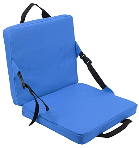 Fockety Cojín de Asiento de Estadio Portátil, Silla de Suelo Acolchada Plegable para Exteriores con Respaldo, Asiento de Blanqueador de Estadio Ligero para Eventos Deportivos, Camping, Playa(Azul)