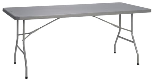 Solycarpa Mesa Rectangular 200 x 90 Cm con Patas Plegables de Exterior, Jardín, Catering, Hostelería y Eventos. Auxiliar para Comedor y Camping. Fácil de Transportar, Portátil y de PVC.