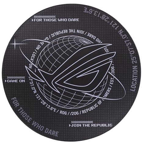 ASUS ROG Cosmic Mat Gaming Bodenschutzmatte (rutschfeste Unterlage Schreibtischstuhl, rund, Polyester, 117cm Durchmesser, schwarz)