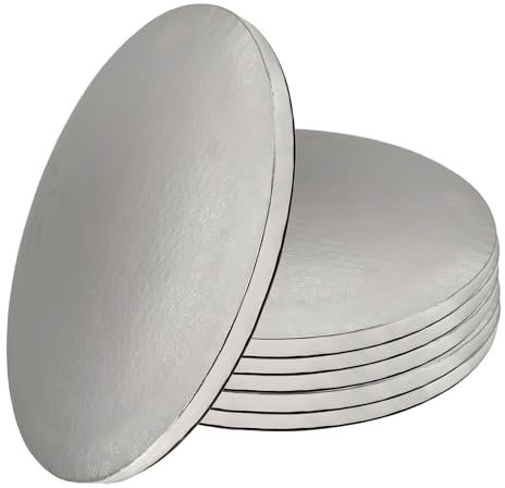Piatto per torta Cake-Drum stabile, rotondo, diametro 30 cm, altezza 1,2 cm, per il trasporto di torte, riutilizzabile, stabile, argento