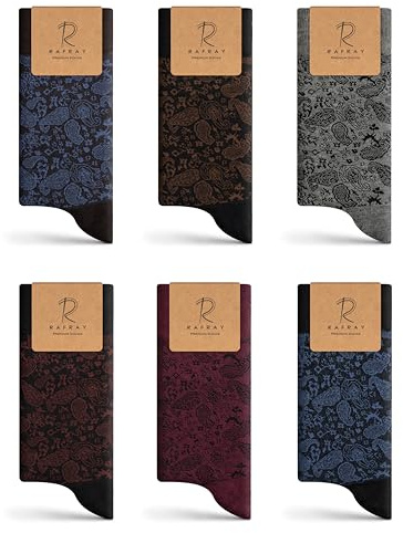 RAFRAY Bambus Socken – Leichte und Dünne Premium Bambus Socken in Geschenkbox – Paisley – Premium Bambusgarn – 6 Paar – Größe 40–44